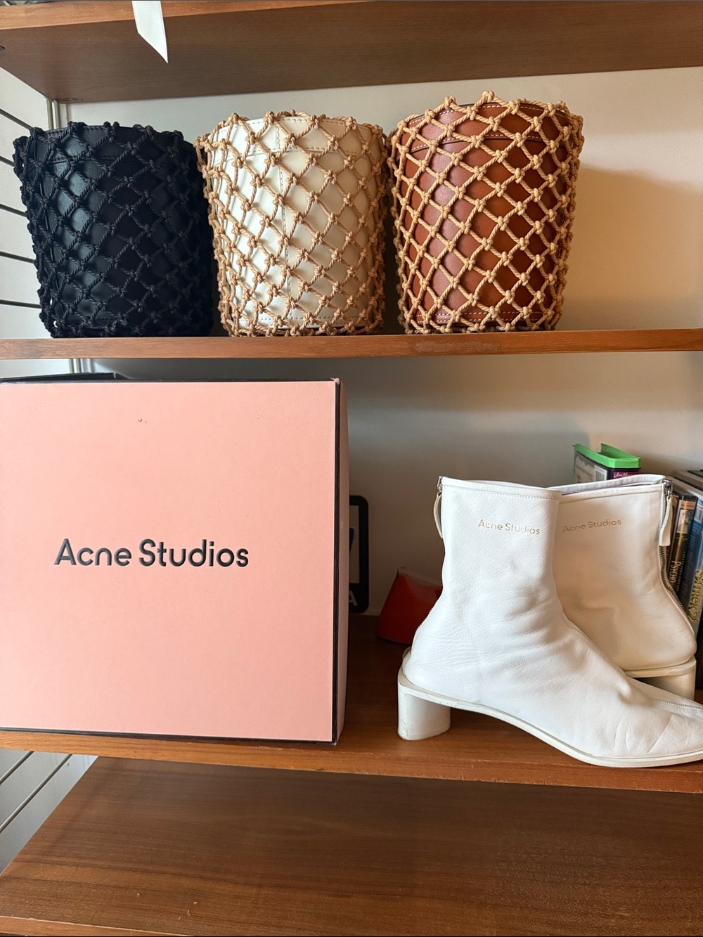 Acne Studios White Leather Bertine Boots